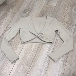 Tan long sleeve crop top